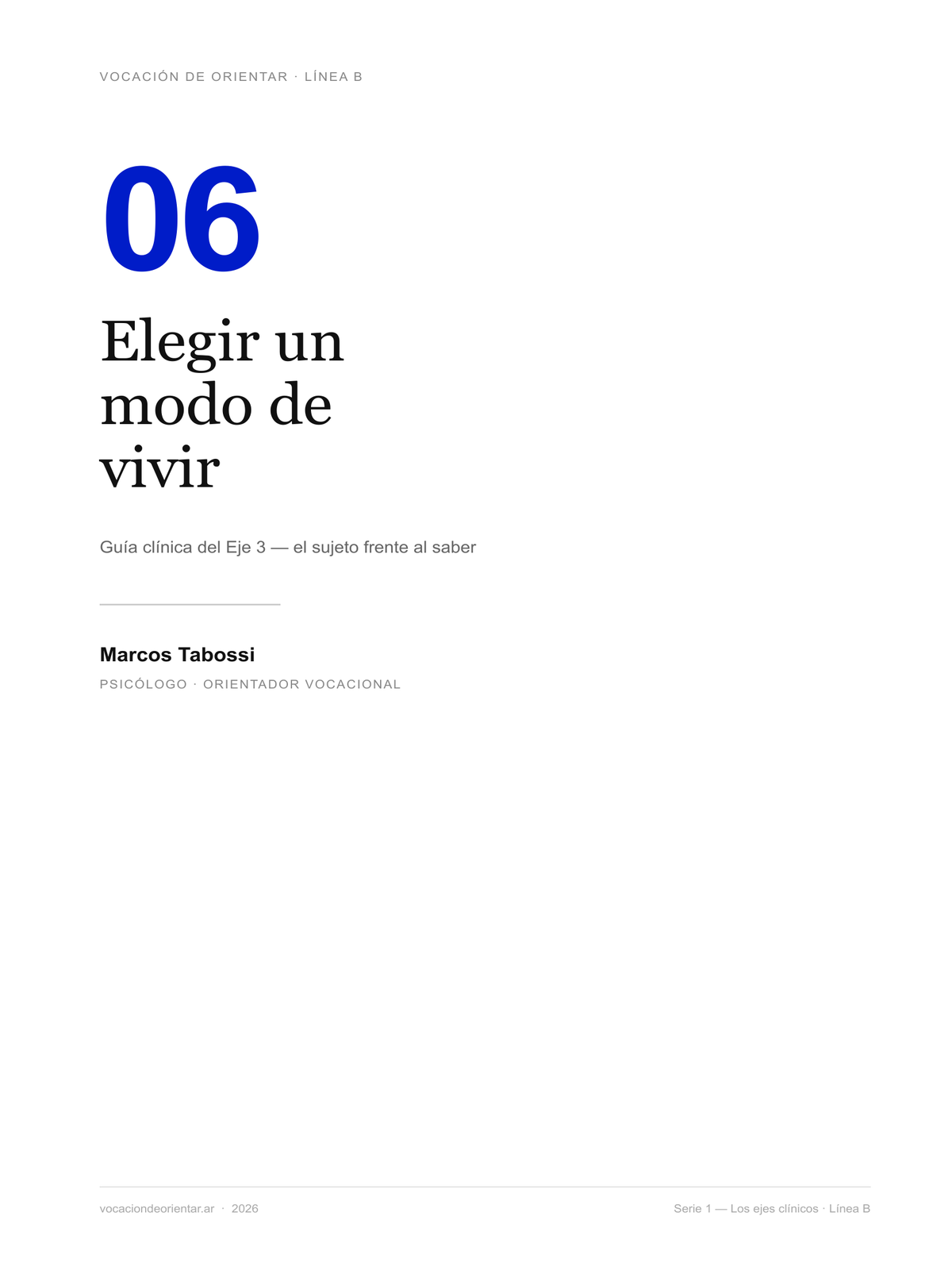 Elegir un modo de vivir